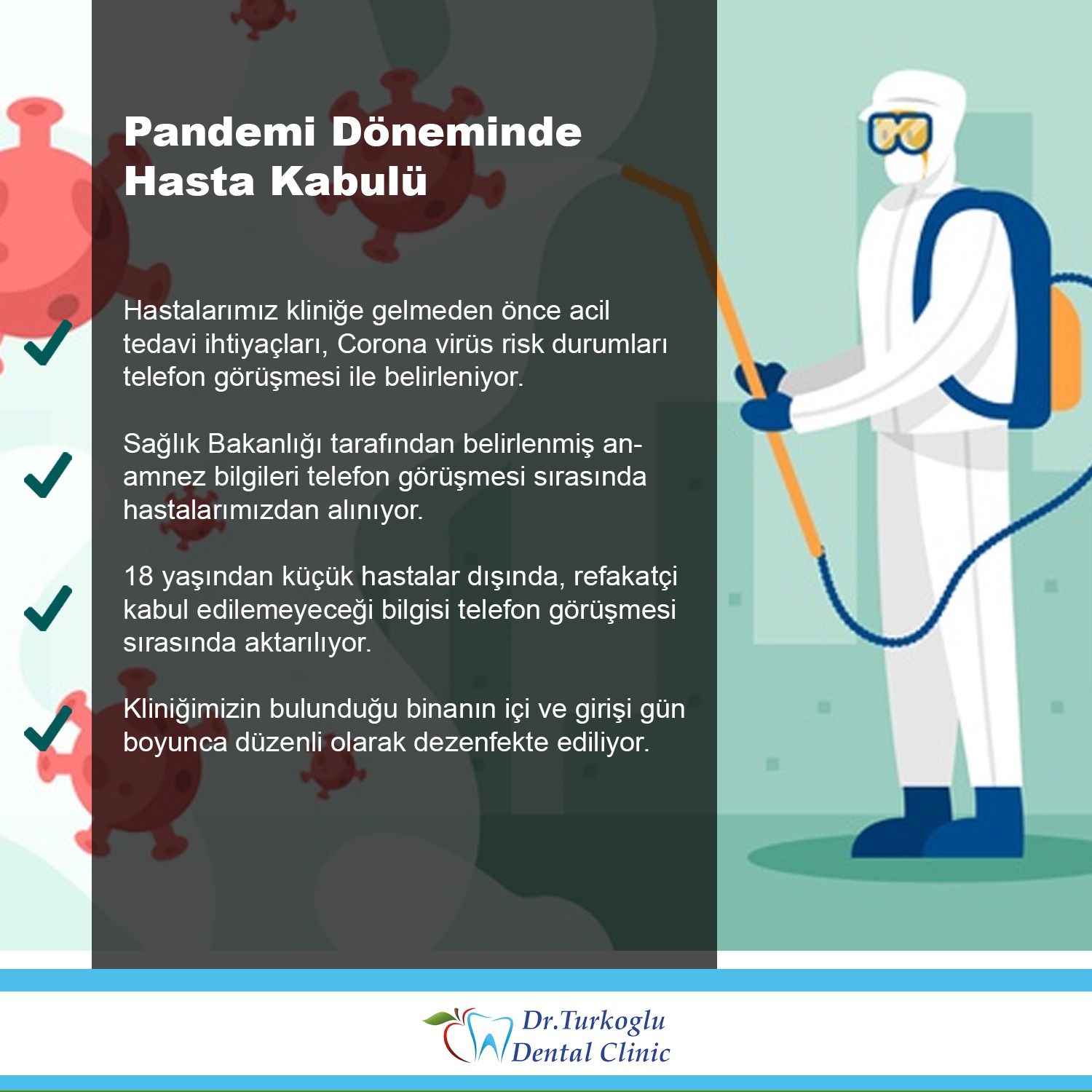 Dr. Türkoğlu Dental Klinik Covid-19 Önlemleri