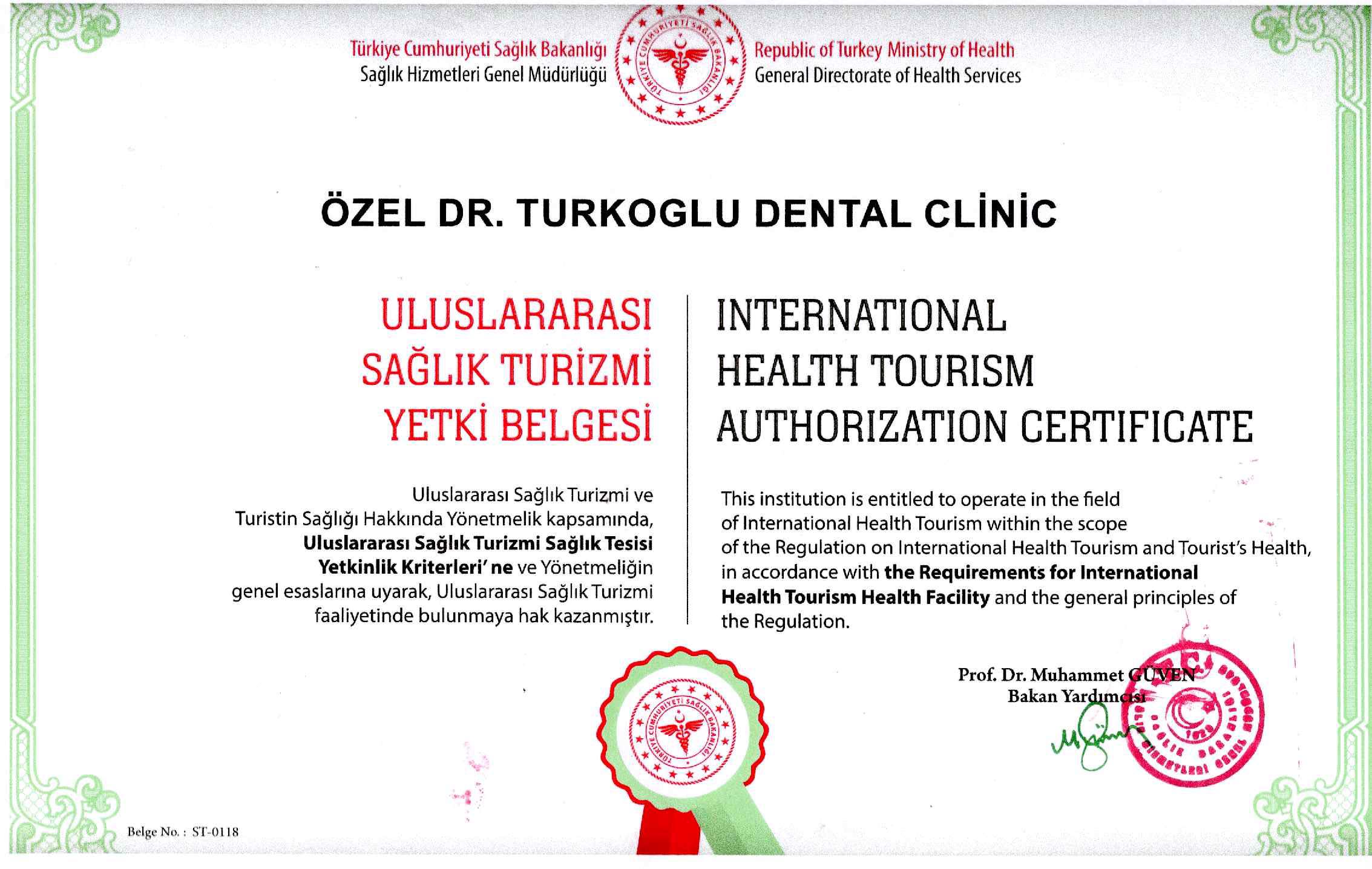 Health Tourism Authorization Certificate